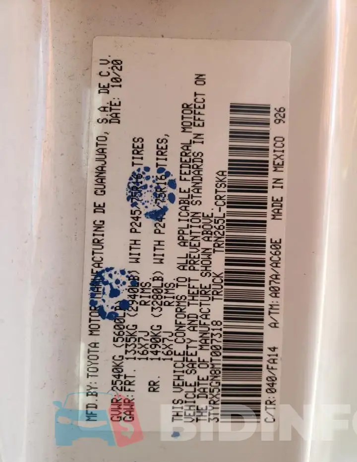 3TYRX5GN8MT007318 Photo# 12