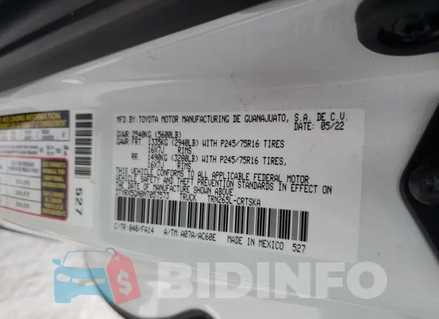 3TYRX5GN8NT057573 Photo# 12