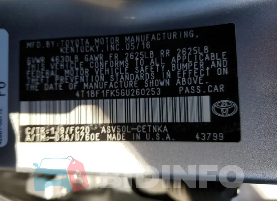 4T1BF1FK5GU260253 Photo# 13