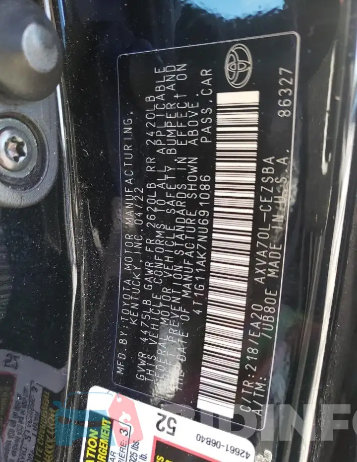 4T1G11AK7NU691086 Photo# 12