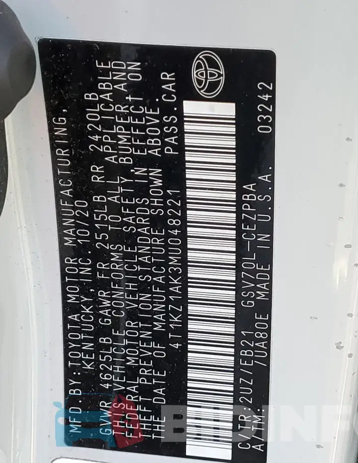 4T1KZ1AK3MU048221 Photo# 12