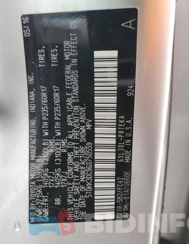 5TDKK3DC9GS750559 Photo# 13