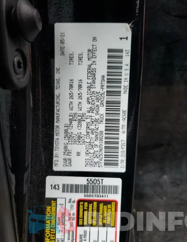 5TFAZ5CN6MX108280 Photo# 12