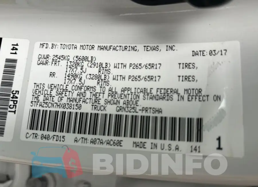 5TFAZ5CN7HX038150 Photo# 10