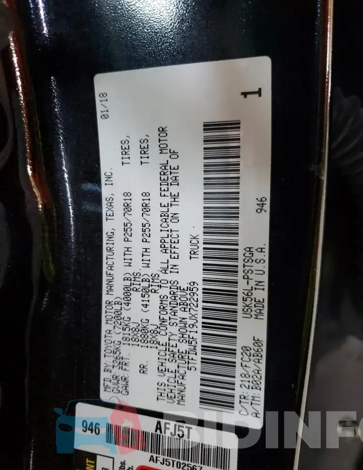 5TFDW5F19JX722959 Photo# 12