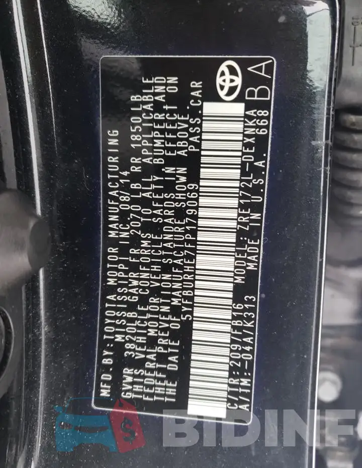 5YFBURHE7FP179069 Photo# 12