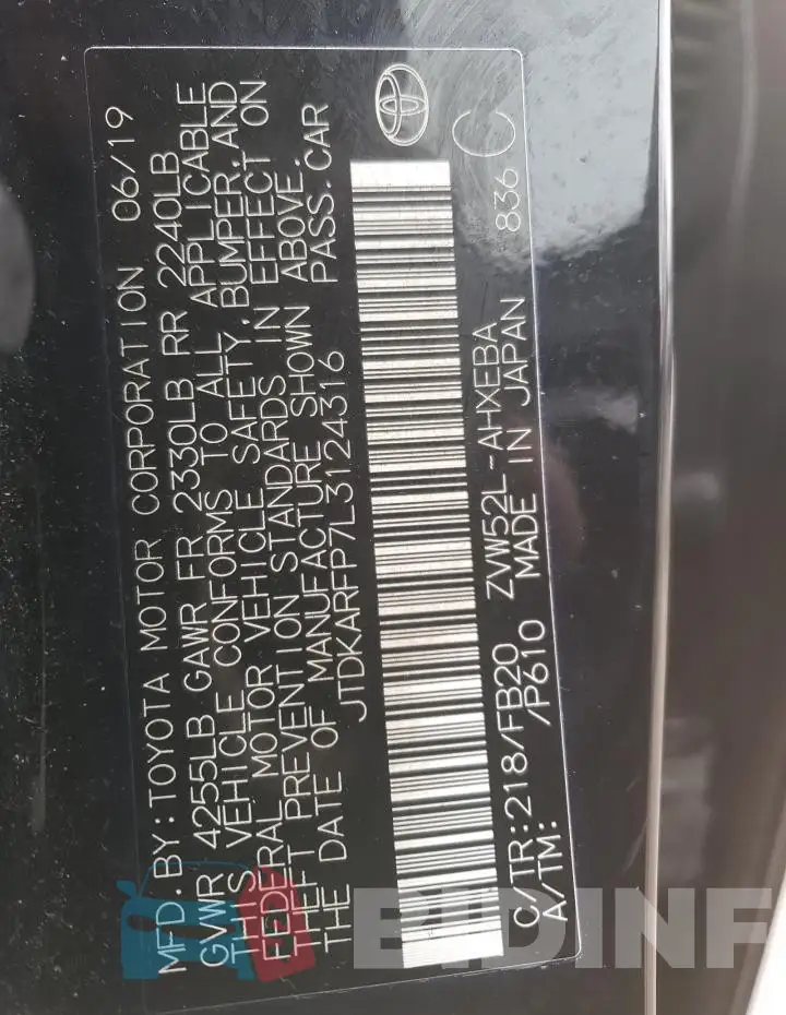 JTDKARFP7L3124316 Photo# 12