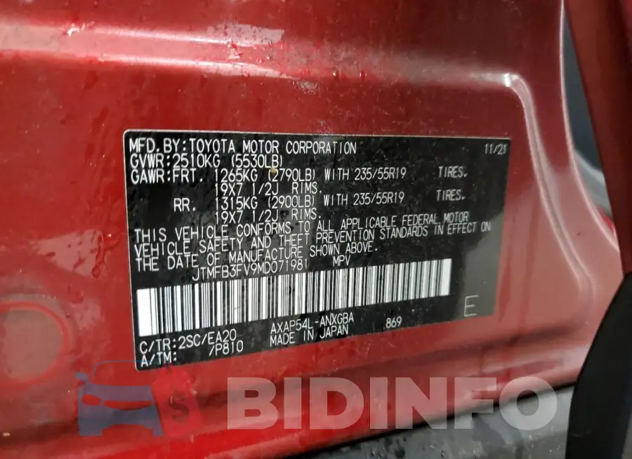JTMFB3FV9MD071981 Photo# 14