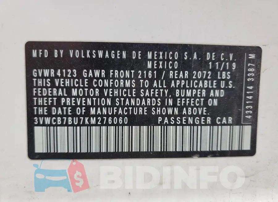 3VWCB7BU7KM276060 Photo# 12