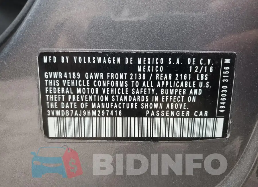 3VWDB7AJ9HM297416 Photo# 12