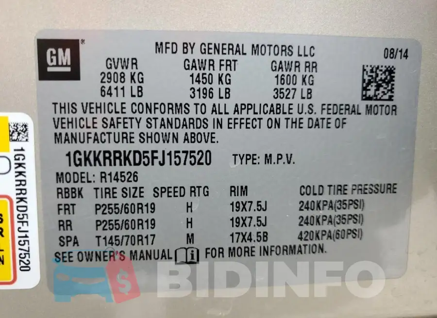 1GKKRRKD5FJ157520 Photo# 14