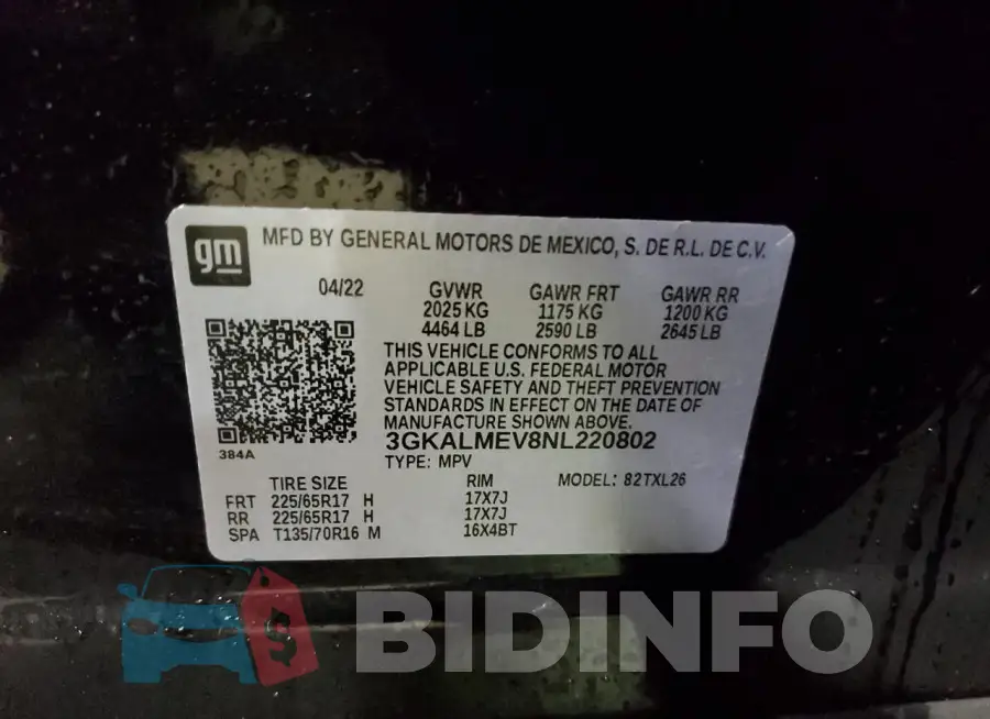3GKALMEV8NL220802 Photo# 14