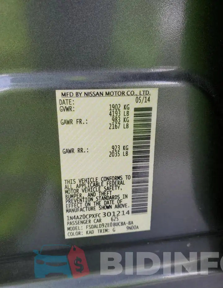 1N4AZ0CPXFC301214 Photo# 12