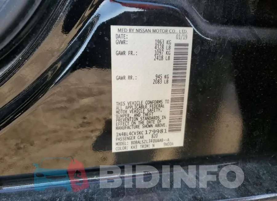1N4BL4CV3KC179981 Photo# 12