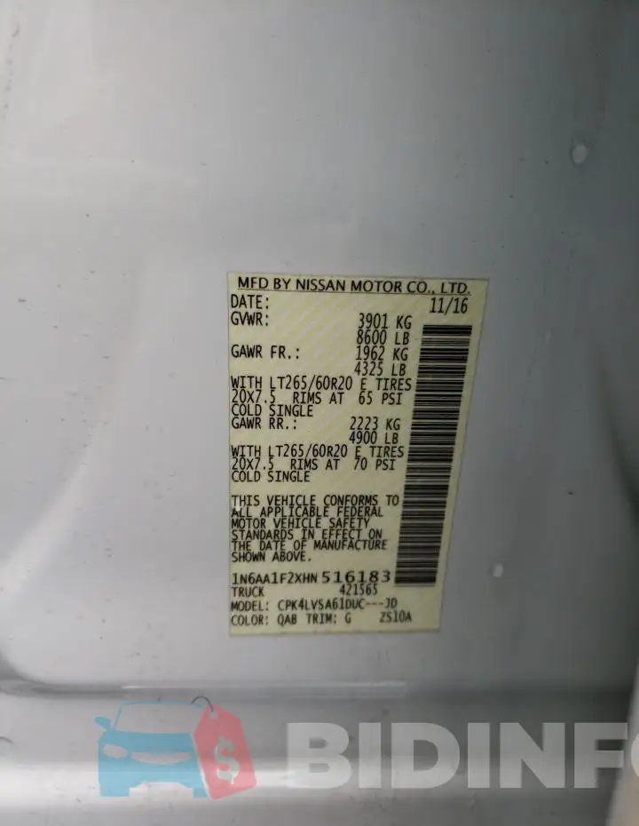 1N6AA1F2XHN516183 Photo# 13