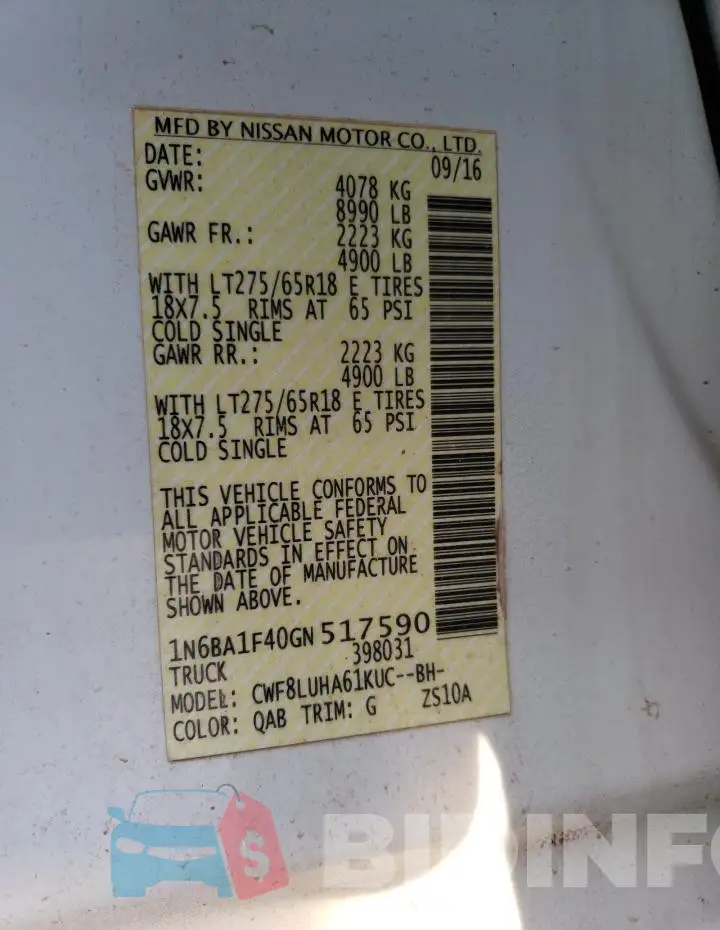 1N6BA1F40GN517590 Photo# 12