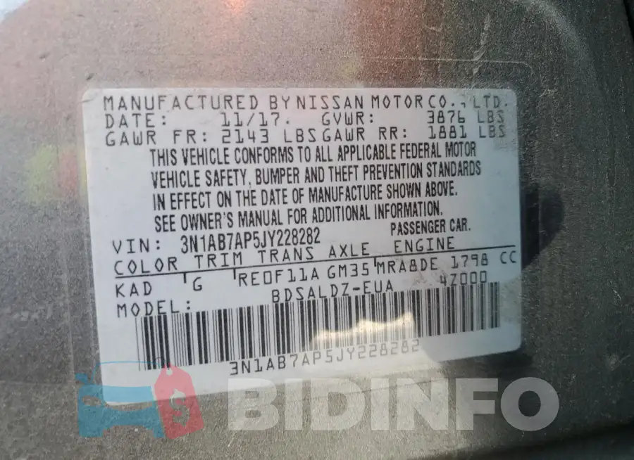 3N1AB7AP5JY228282 Photo# 12
