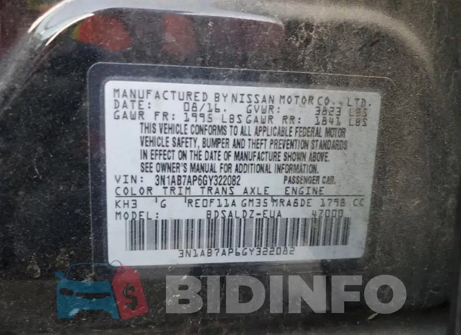 3N1AB7AP6GY322082 Photo# 13