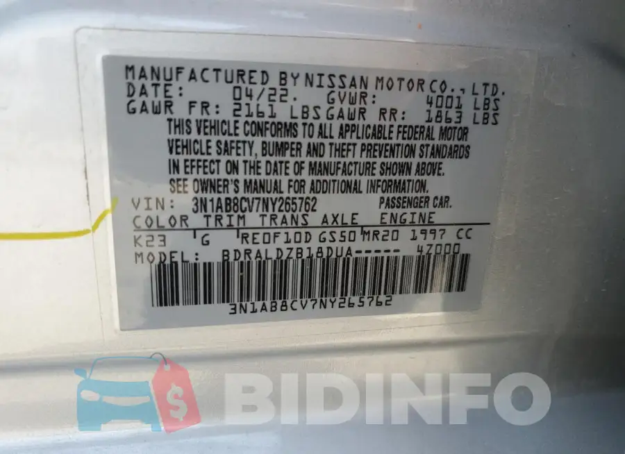 3N1AB8CV7NY265762 Photo# 12