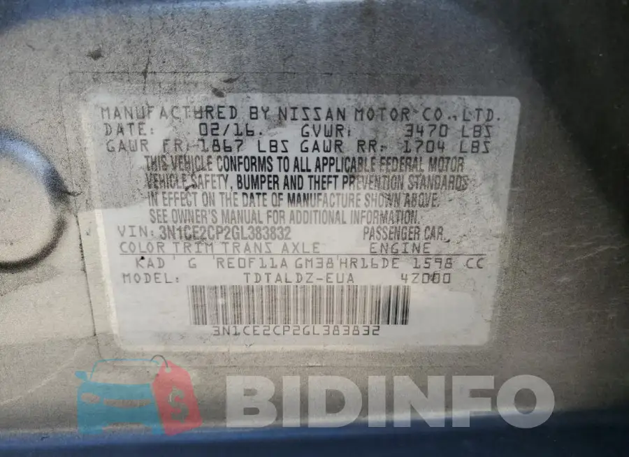 3N1CE2CP2GL383832 Photo# 12