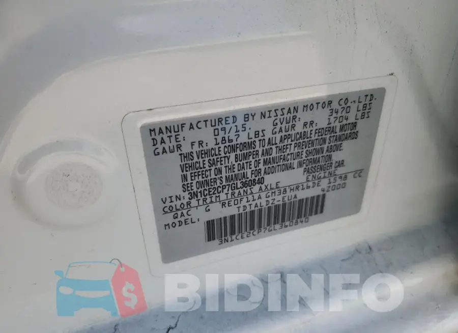 3N1CE2CP7GL360840 Photo# 12