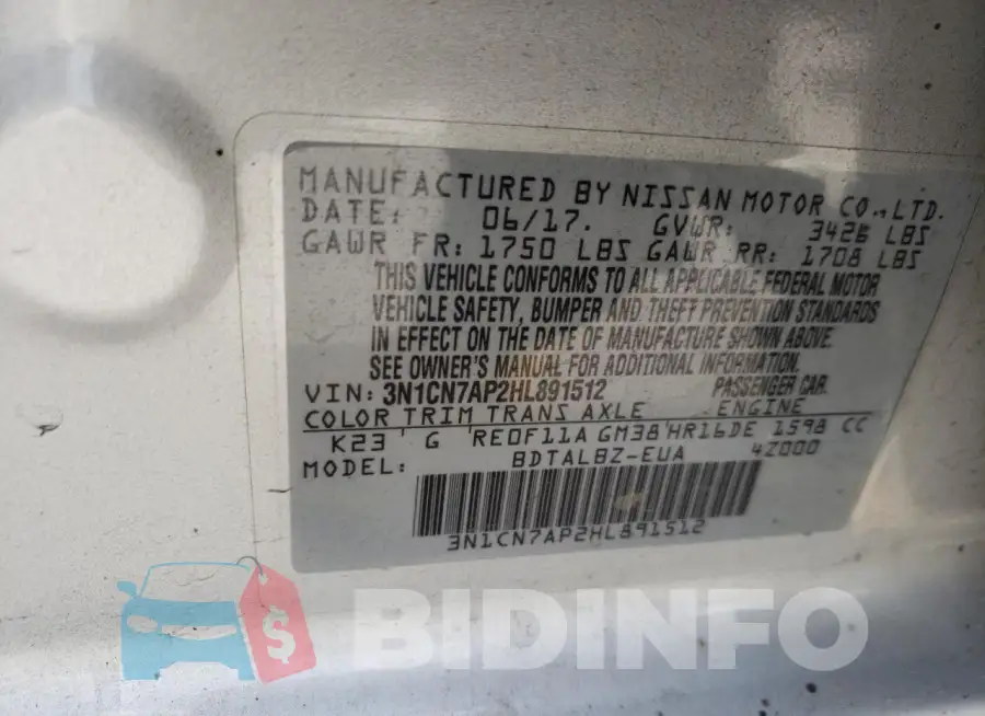 3N1CN7AP2HL891512 Photo# 12