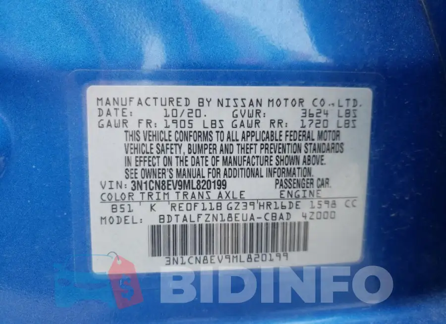3N1CN8EV9ML820199 Photo# 12