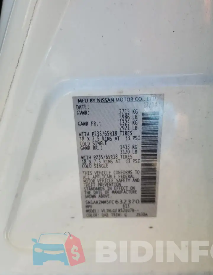 5N1AR2MM5FC632370 Photo# 13