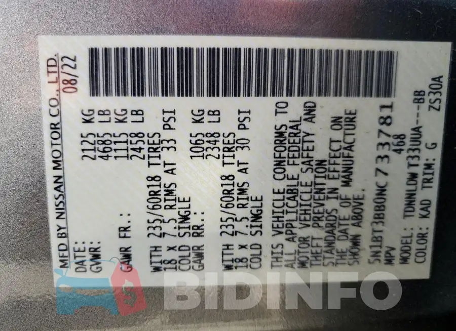 5N1BT3BB0NC733781 Photo# 13