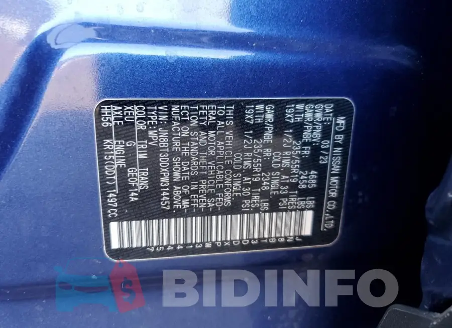 JN8BT3DDXPW314457 Photo# 12