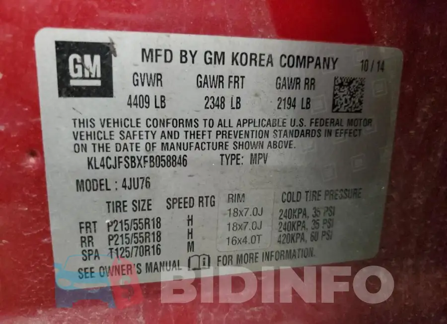 KL4CJFSBXFB058846 Photo# 14