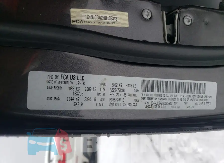 1C4NJCBA2HD185313 Photo# 14