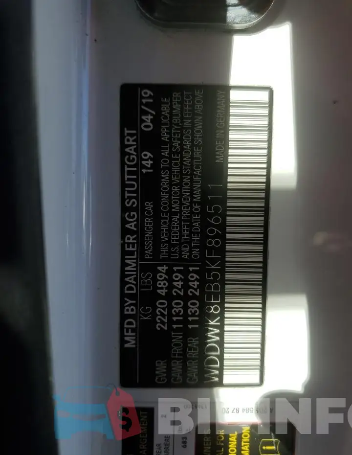 WDDWK8EB5KF896511 Photo# 12