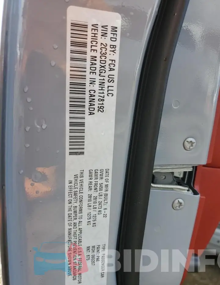 2C3CDXGJ1NH178192 Photo# 13