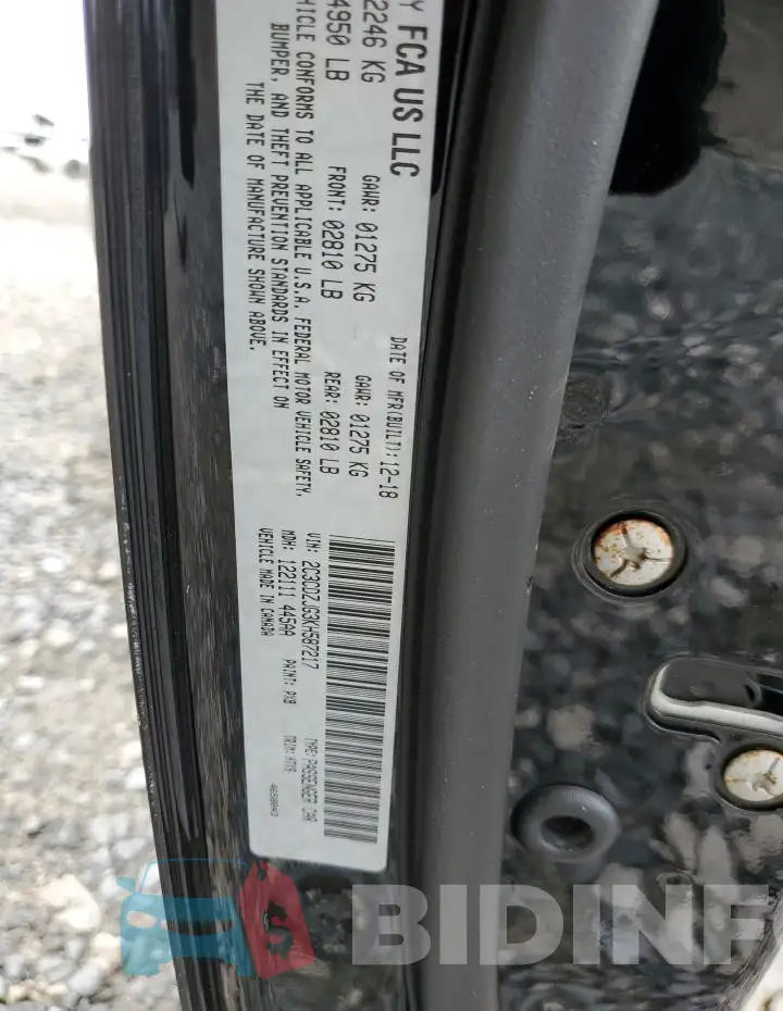 2C3CDZJG3KH587217 Photo# 13
