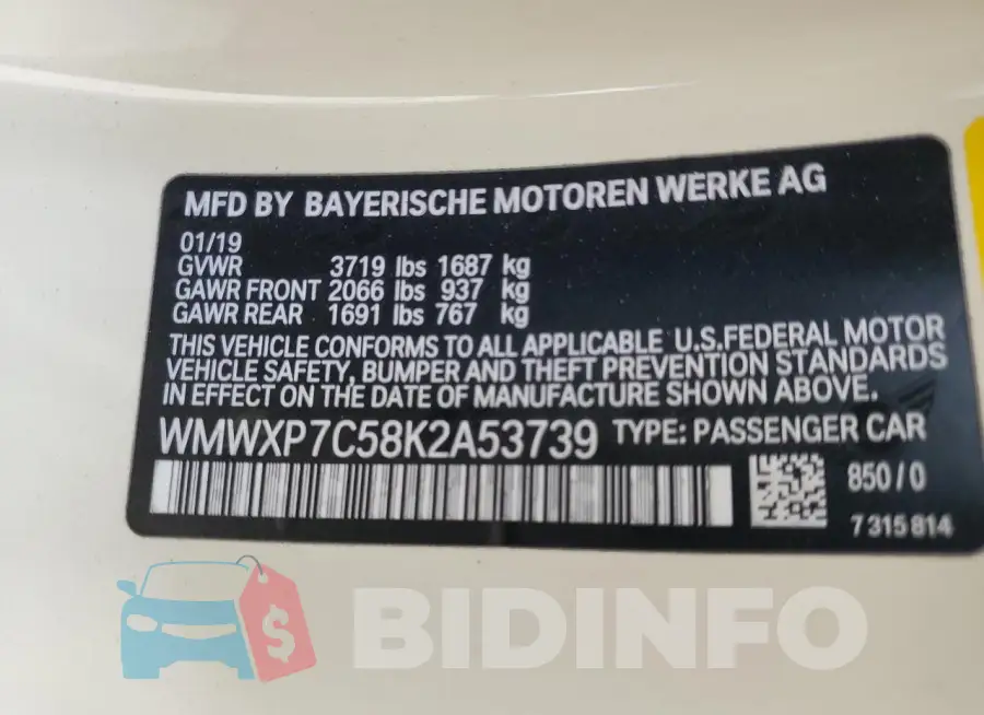 WMWXP7C58K2A53739 Photo# 12