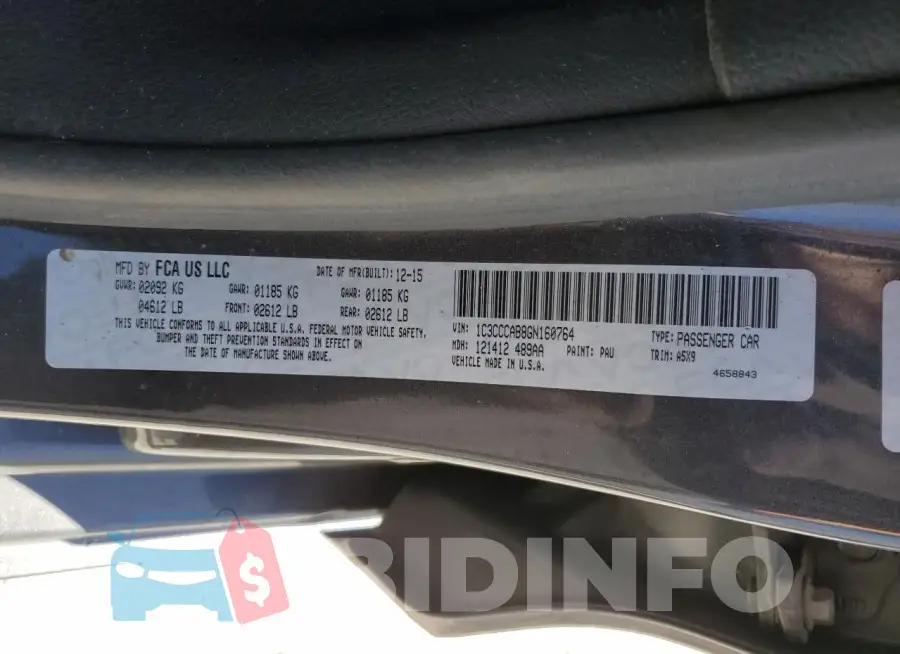 1C3CCCAB8GN160764 Photo# 12