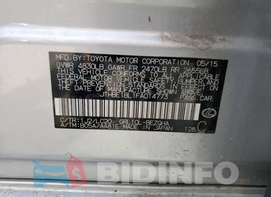 JTHBE1BL1FA014773 Photo# 12