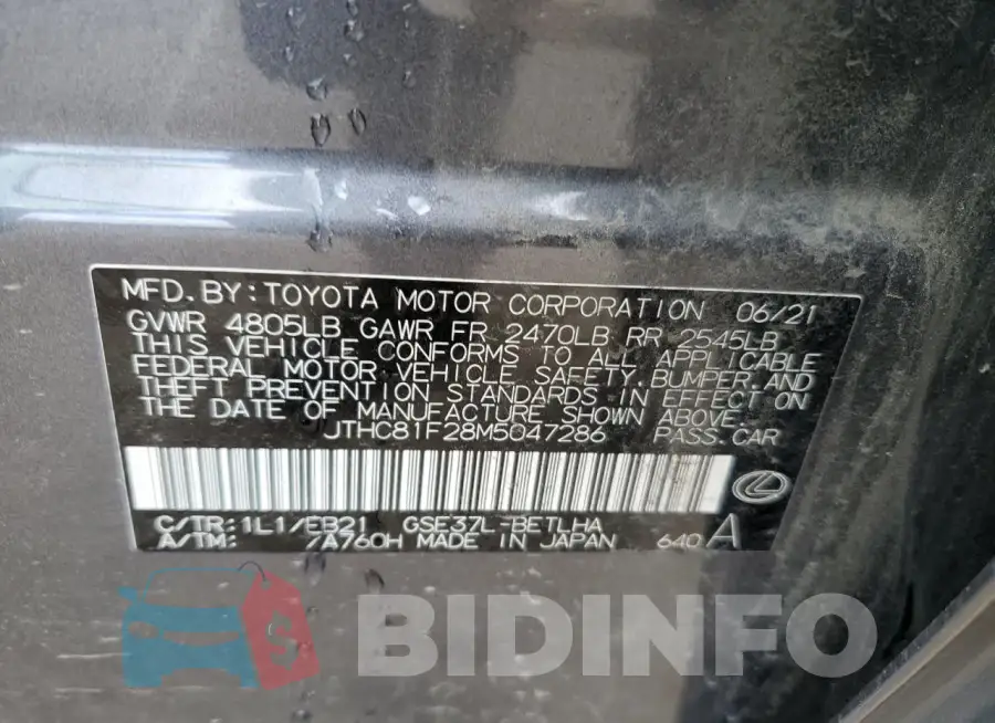 JTHC81F28M5047286 Photo# 12