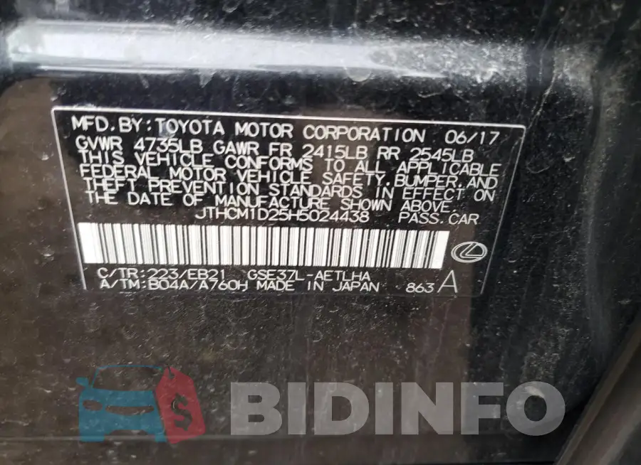 JTHCM1D25H5024438 Photo# 12