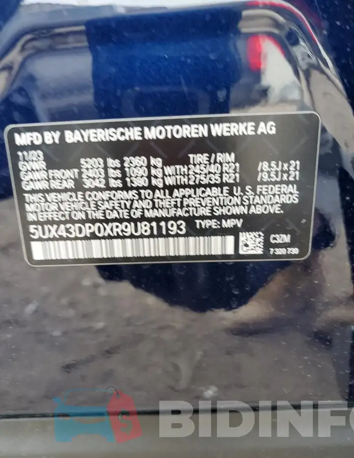 5UX43DP0XR9U81193 Photo# 12