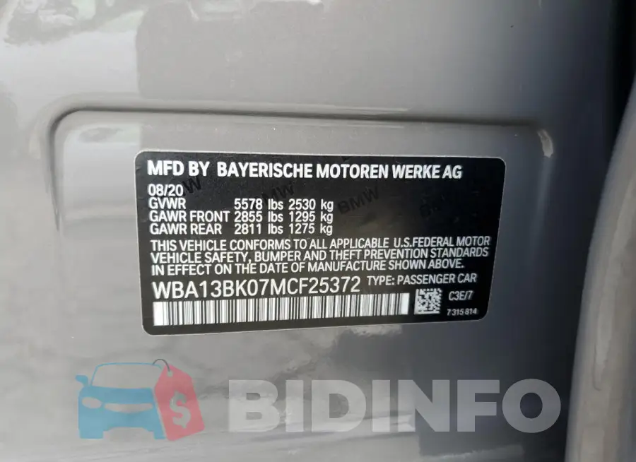 WBA13BK07MCF25372 Photo# 12