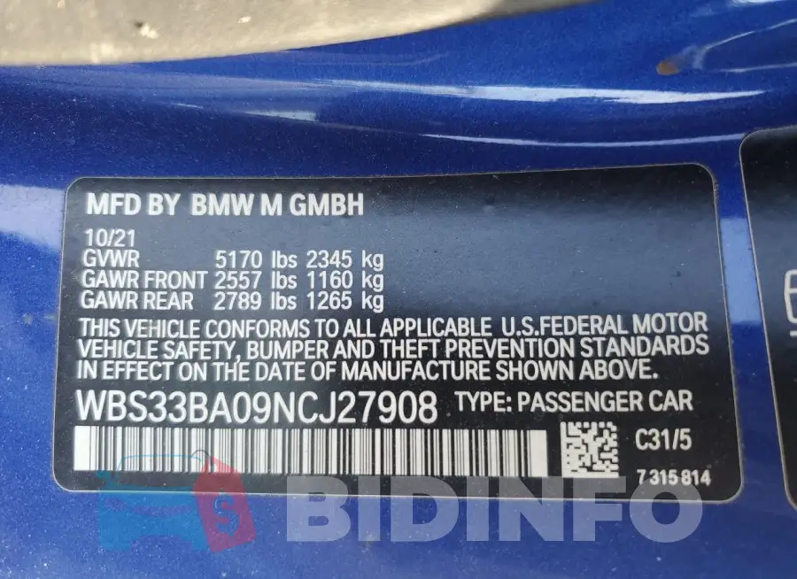 WBS33BA09NCJ27908 Photo# 13
