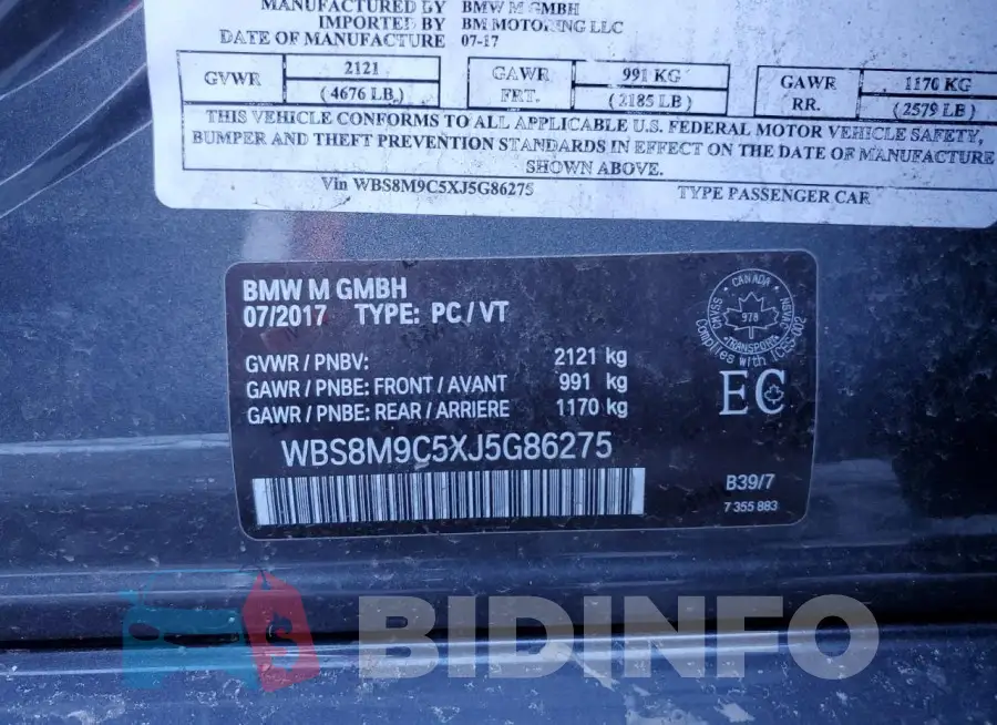 WBS8M9C5XJ5G86275 Photo# 12