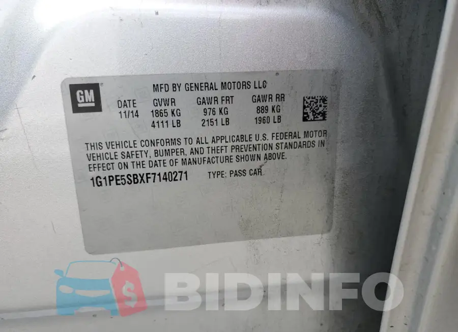 1G1PE5SBXF7140271 Photo# 12