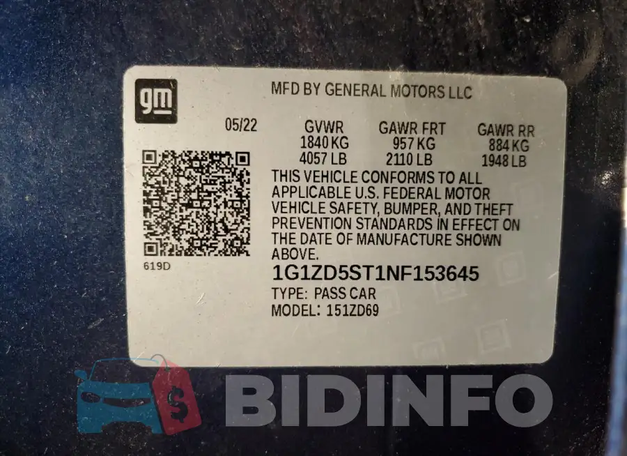 1G1ZD5ST1NF153645 Photo# 12
