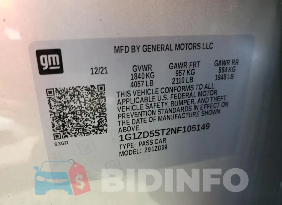 1G1ZD5ST2NF105149 Photo# 13