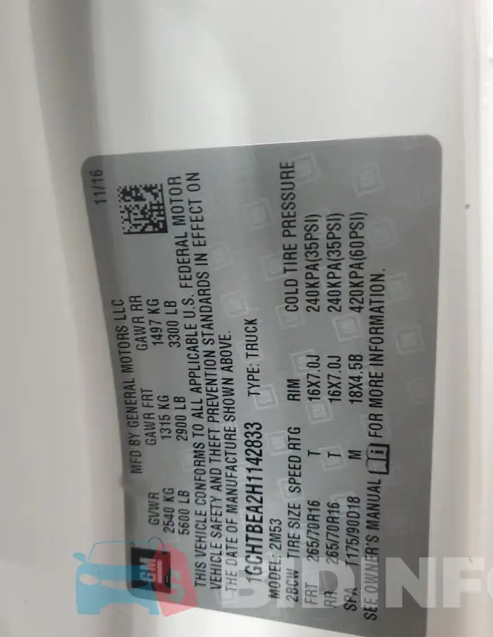 1GCHTBEA2H1142833 Photo# 13