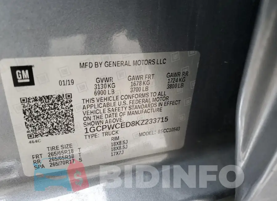 1GCPWCED8KZ233715 Photo# 12