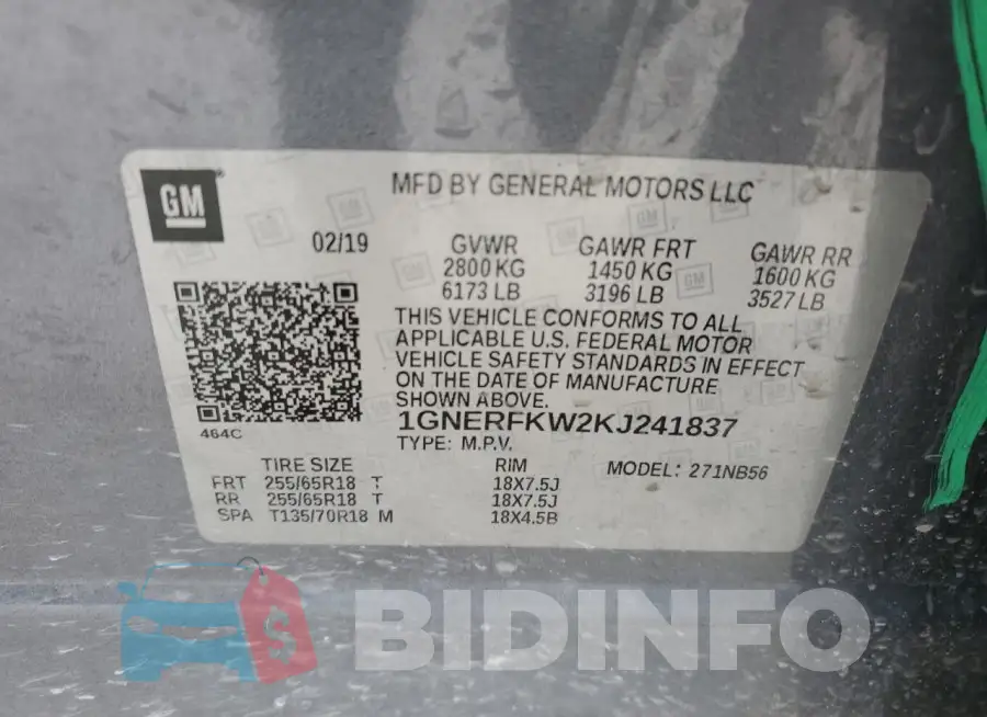 1GNERFKW2KJ241837 Photo# 13